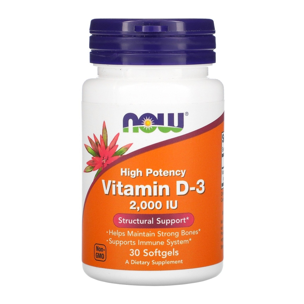 NOW VITAMIN D-3 (2000IU), 30 softgel kapsula