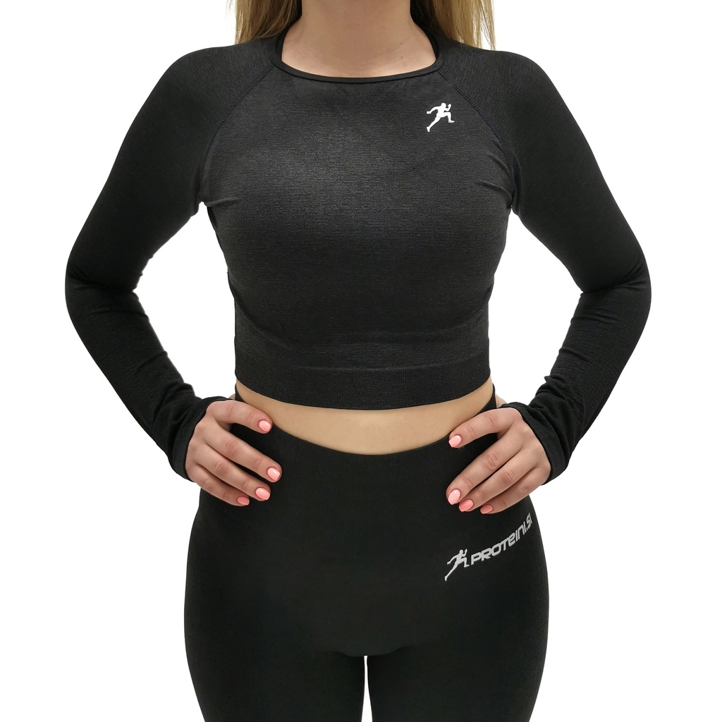 CROP TOP (LONG SLEEVES) MIA anthracite